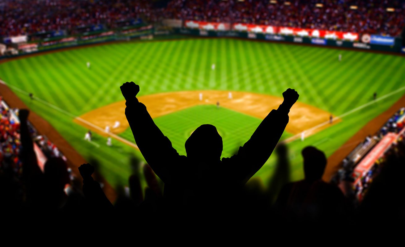 Baseball Fan Raising arms in Excitement