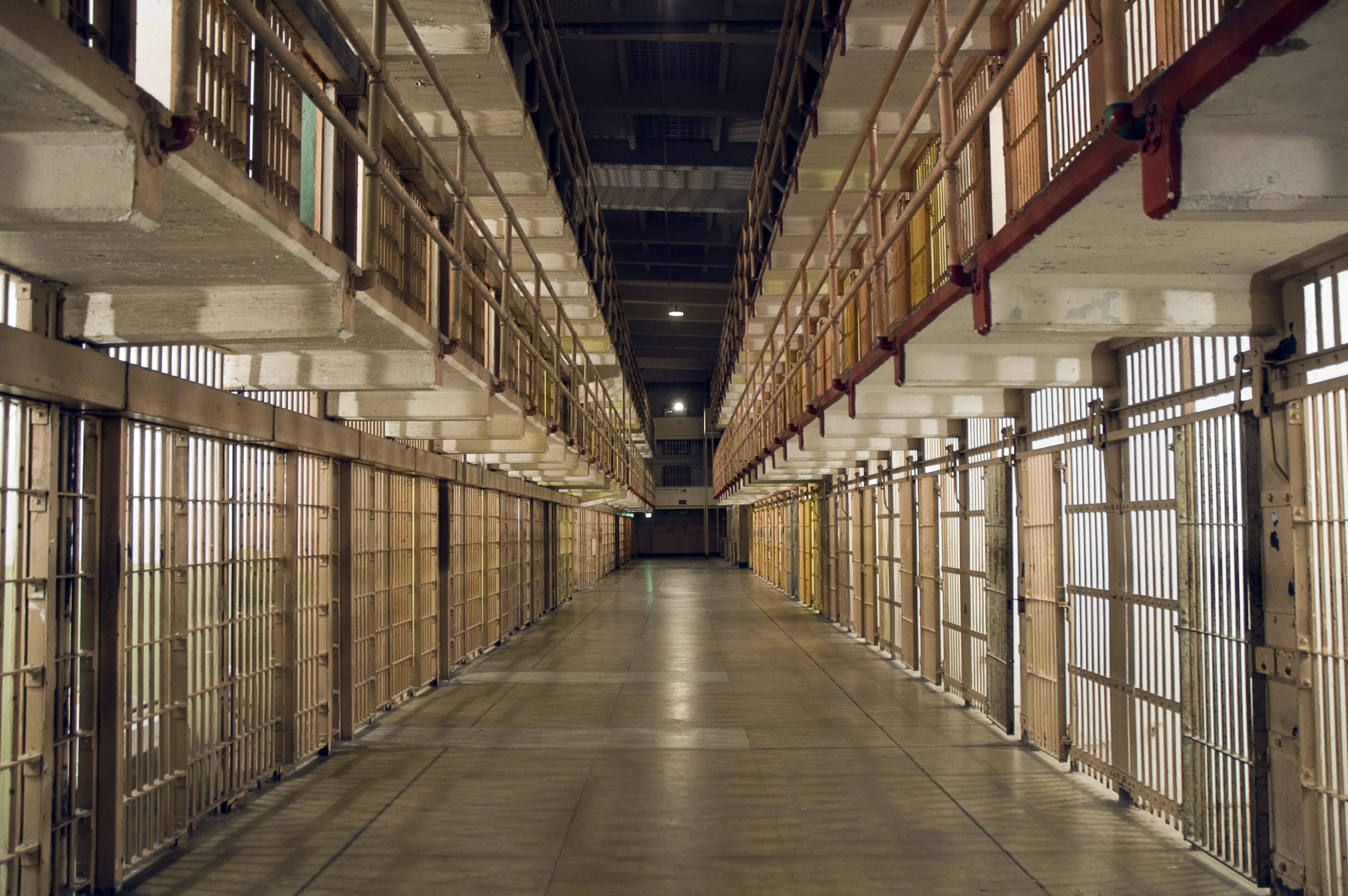 Inside Alcatraz Prison - Row of Bars and Cells