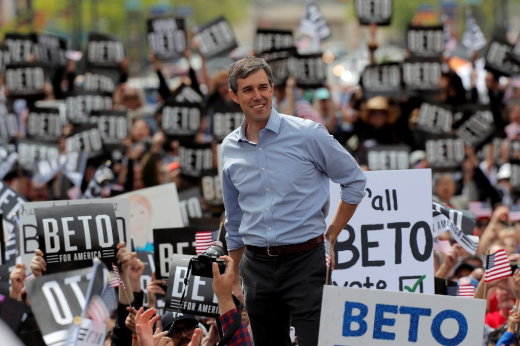 Democratic 2020 U.S. presidential candidate Beto O'Rourke attends a kickoff rally on the streets of El Paso