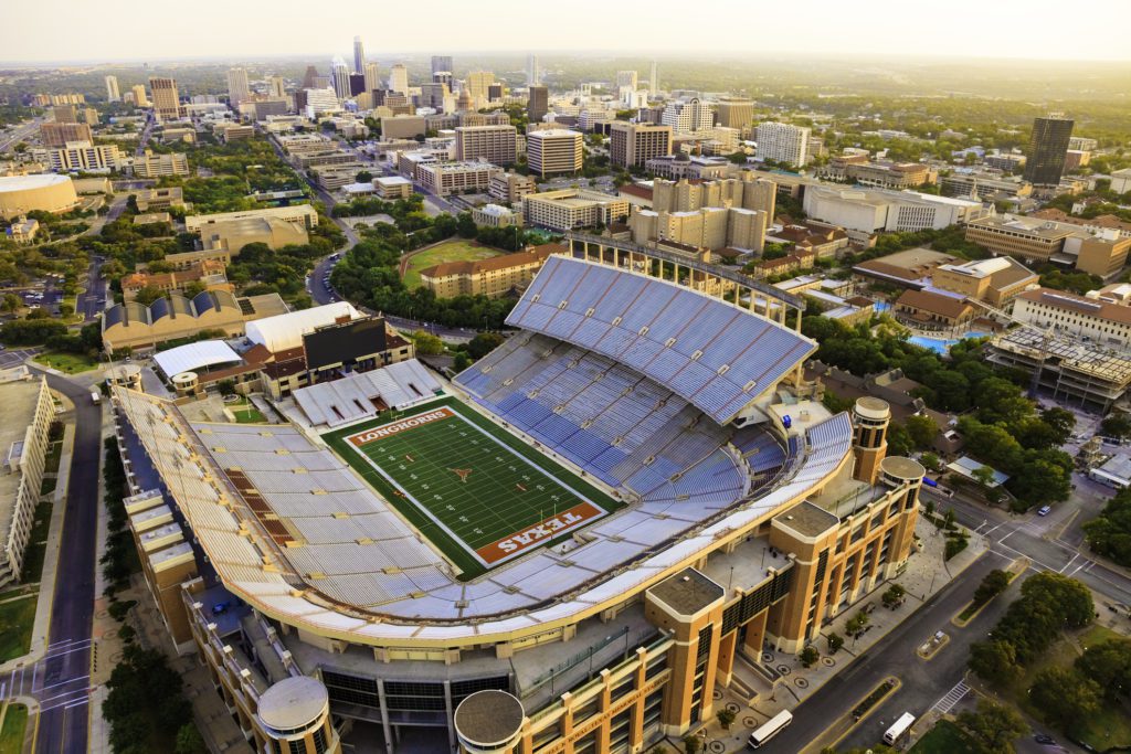 University of Texas Austin (UT) Longhorns Football Stadium aerial view