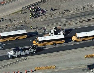 Local School Bus Crashes on Freeway