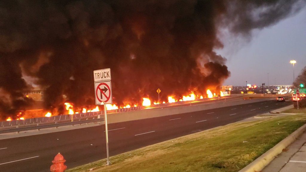 Major Crash Causes Vehicle to Catch Fire, I-820 Shut Down