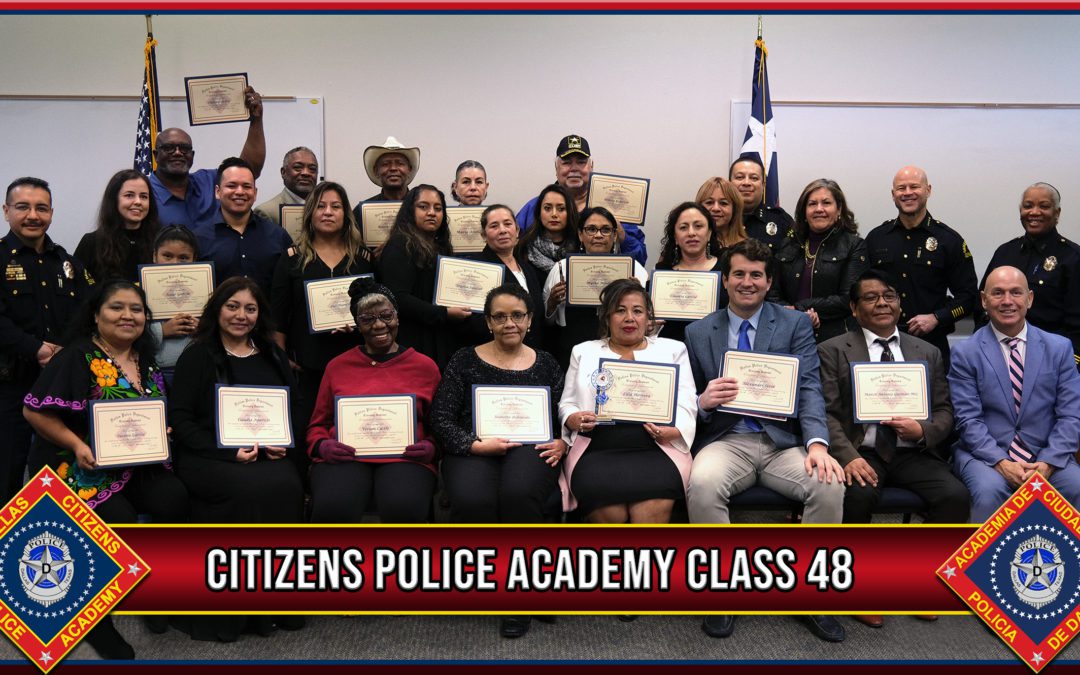 The 48th Class of Dallas Police Citizens Academy Graduates