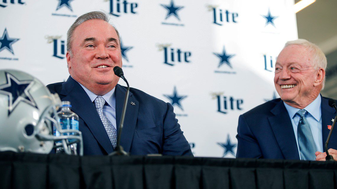 Dallas Cowboys Head Coach Mike McCarthy with Owner Jerry Jones