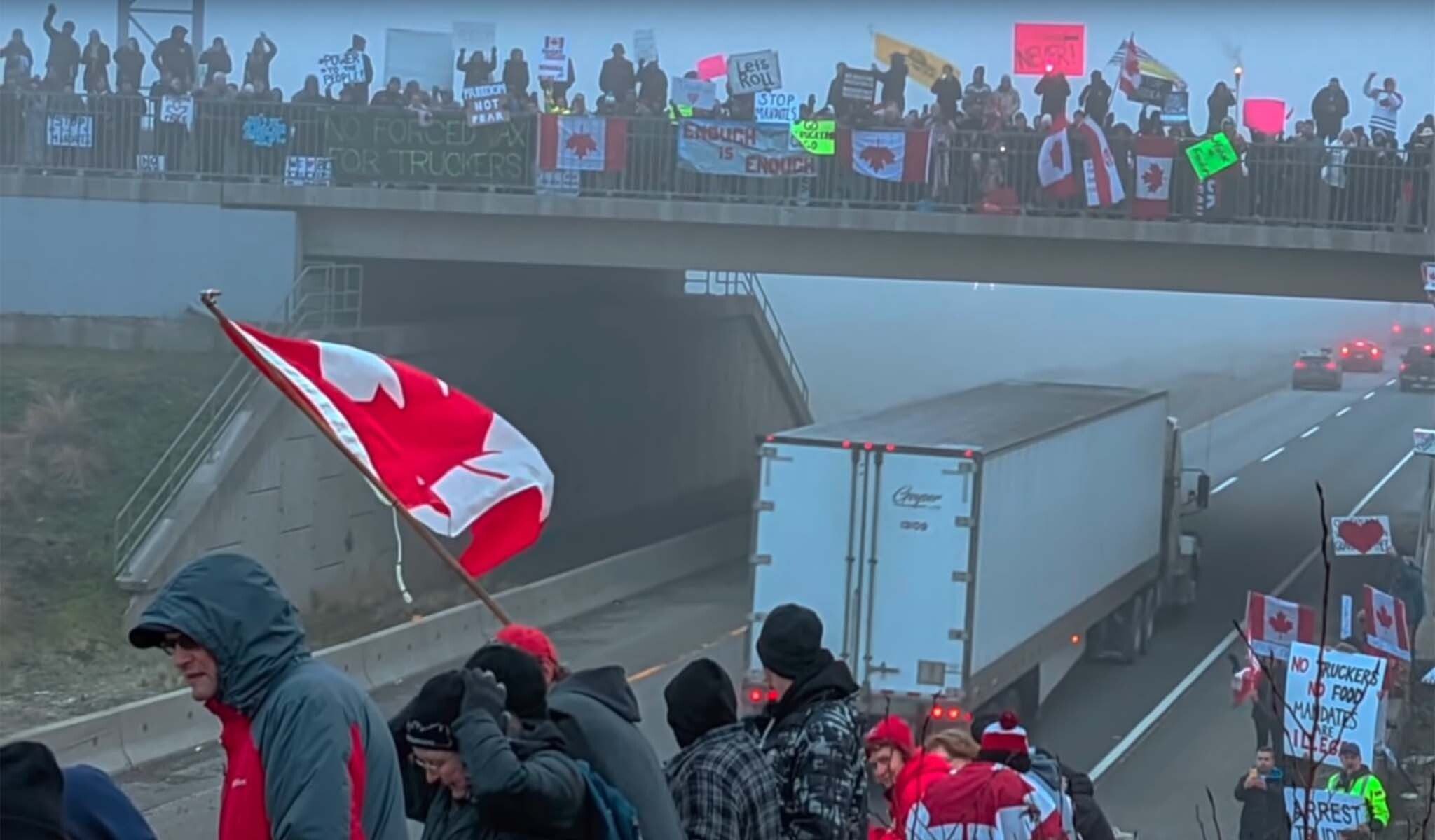 Canadian Truck Driver Convoy Rallies Against Vaccine Mandates