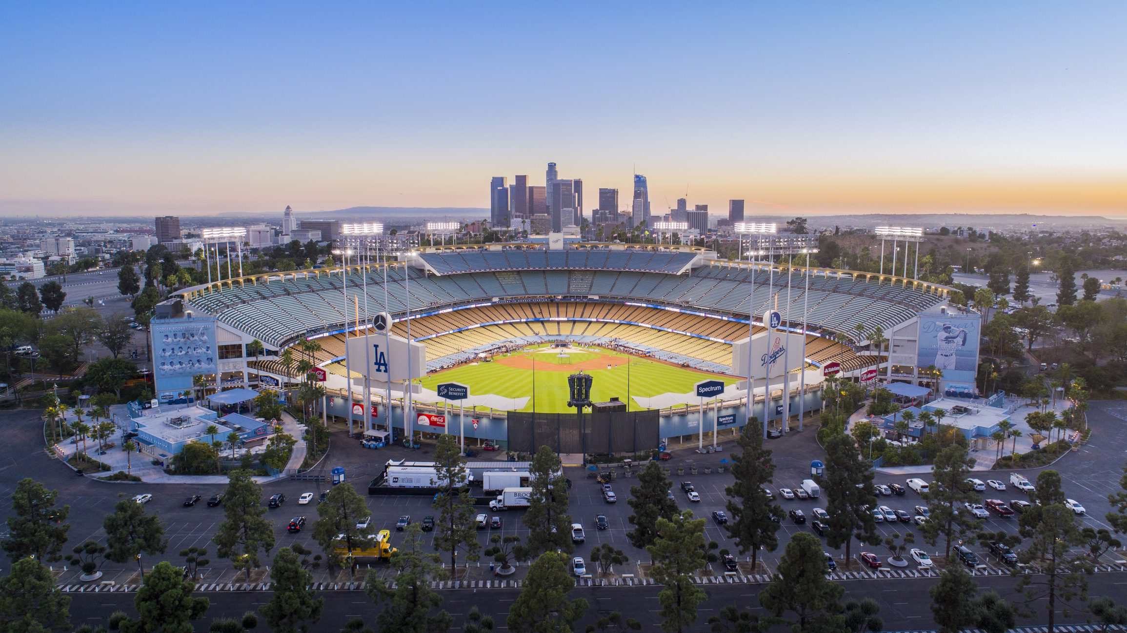 MLB - Los Angeles City Skyline with Dodger Stadium