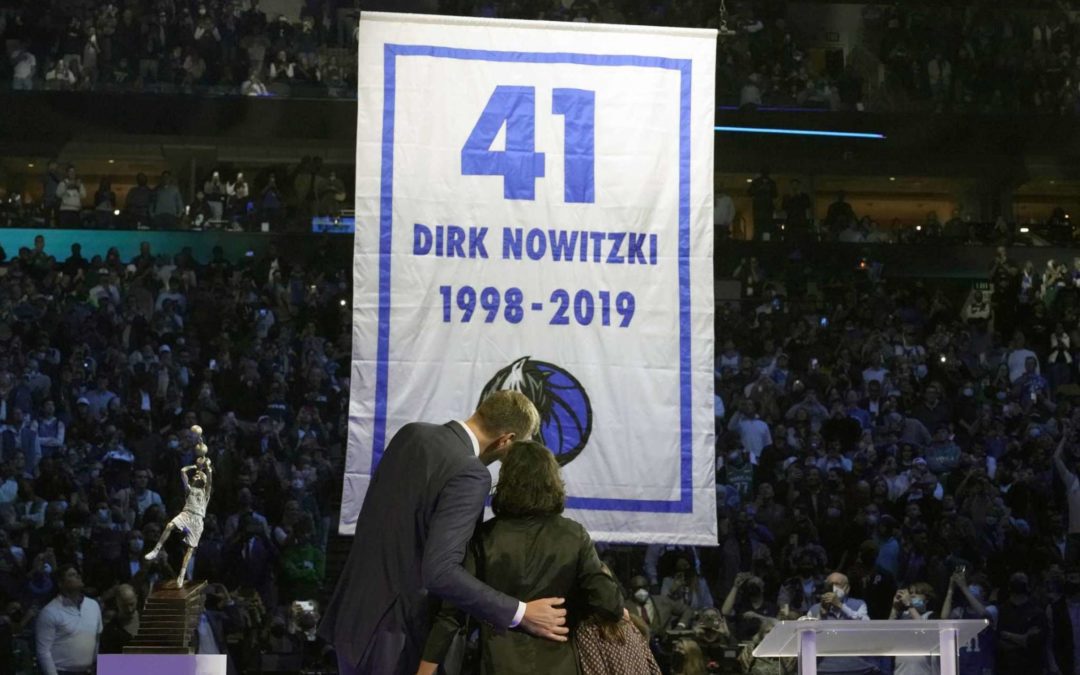 Mavericks Legend Dirk Nowitzki Honored in Jersey Retirement Ceremony