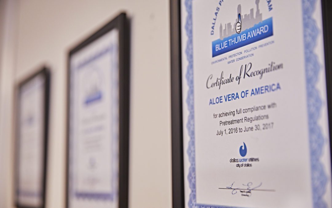 Aloe Vera of America Receives Awards for Environmental Health Efforts