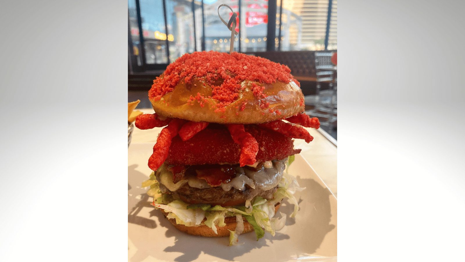 Flaming HOT Cheetos Burger from Sugar Factory American Brasserie. | Image by Sugar Factory American Brasserie