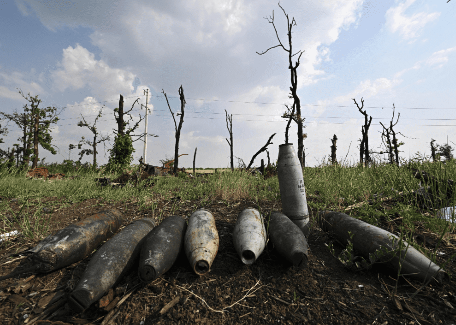 Artillery shells in a field not far from the city of Mykolaiv, Ukraine on June 12.