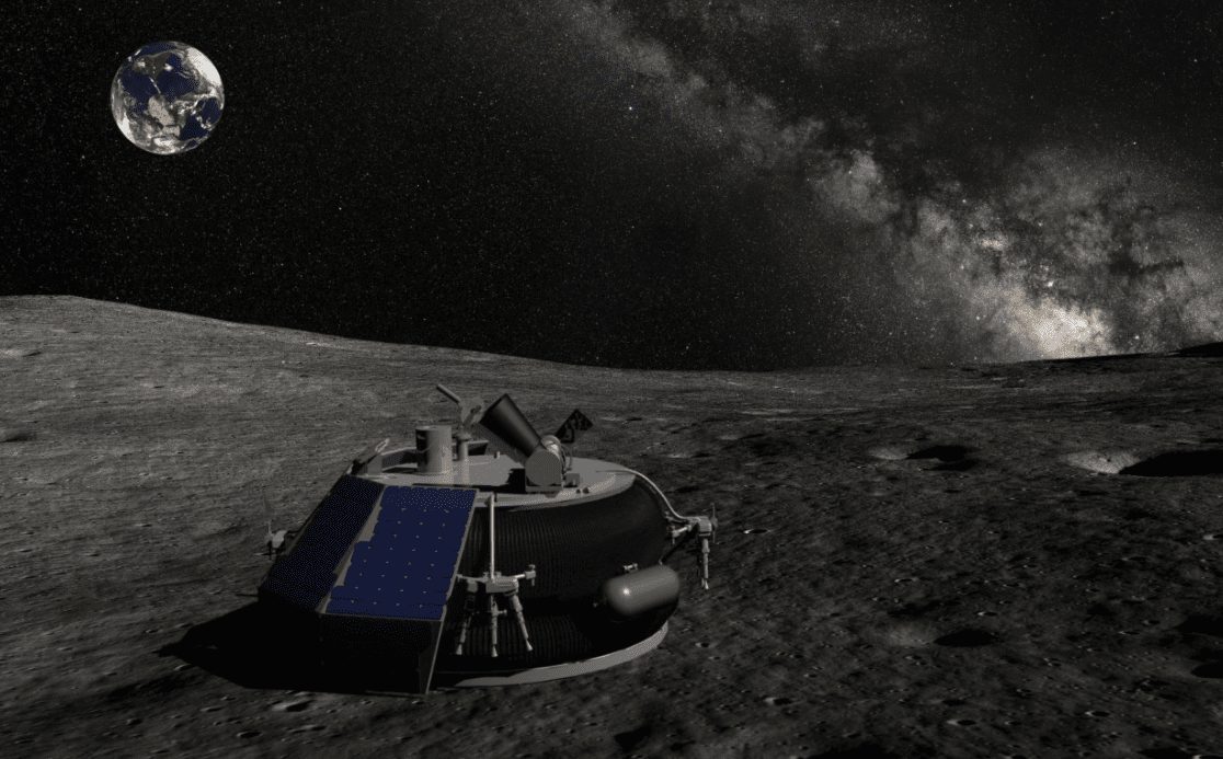 Artist's rendition of America's first private lunar microlander and commercial robot