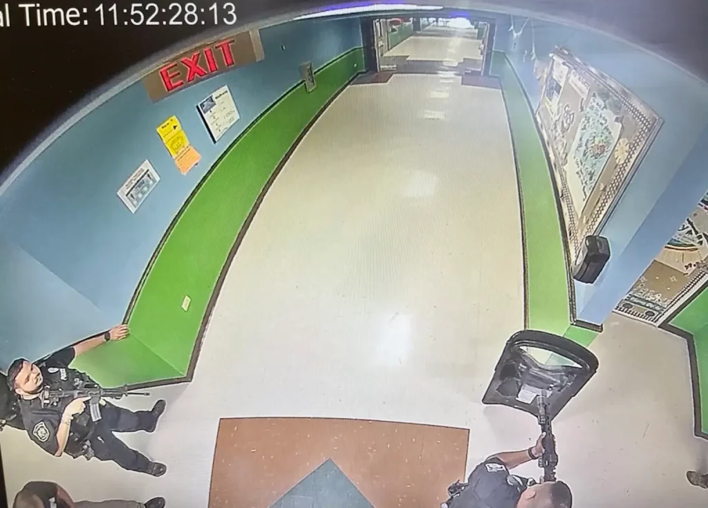 Robb Elementary School video footage during the Uvalde shooting with a time stamp. | Image from KVUE