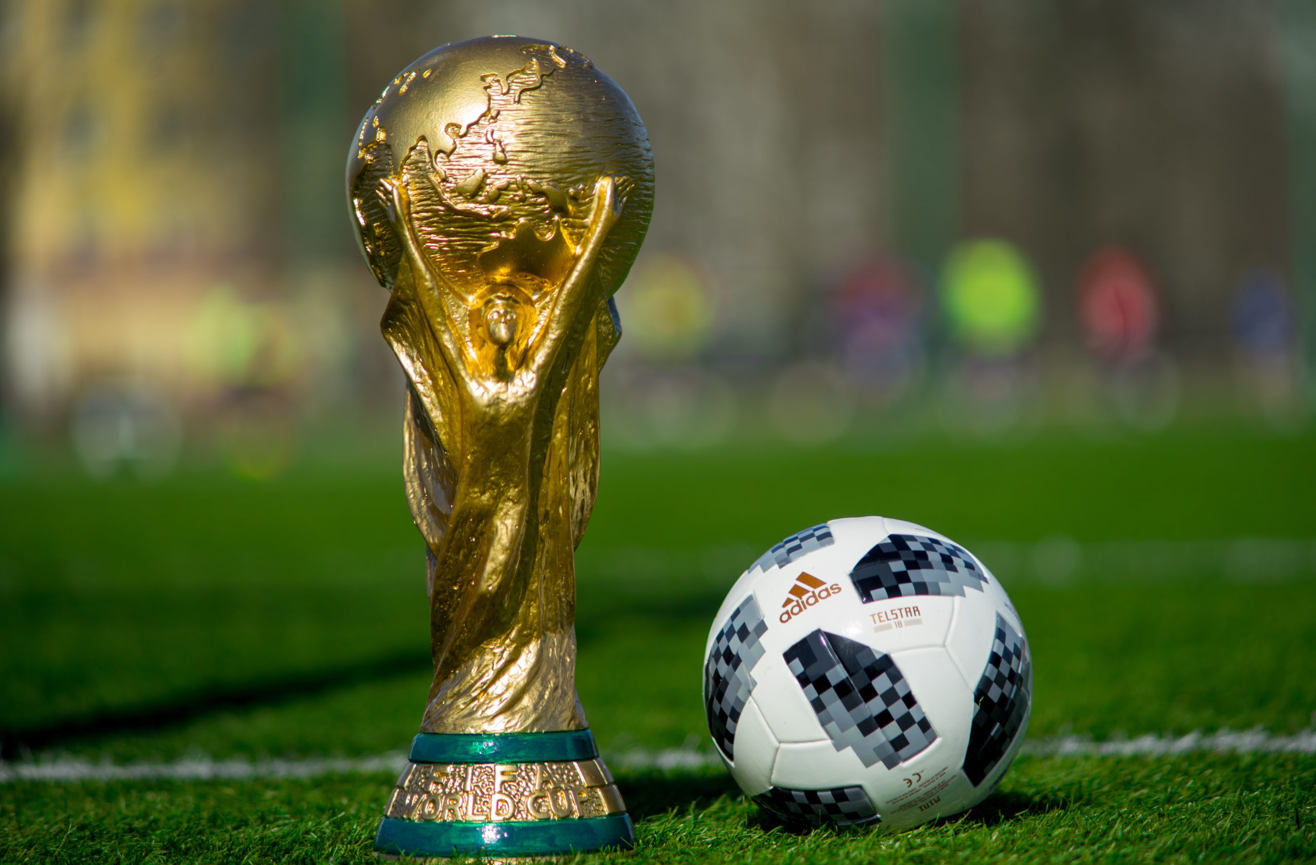 Trophy of the FIFA World Cup and official ball of FIFA World Cup