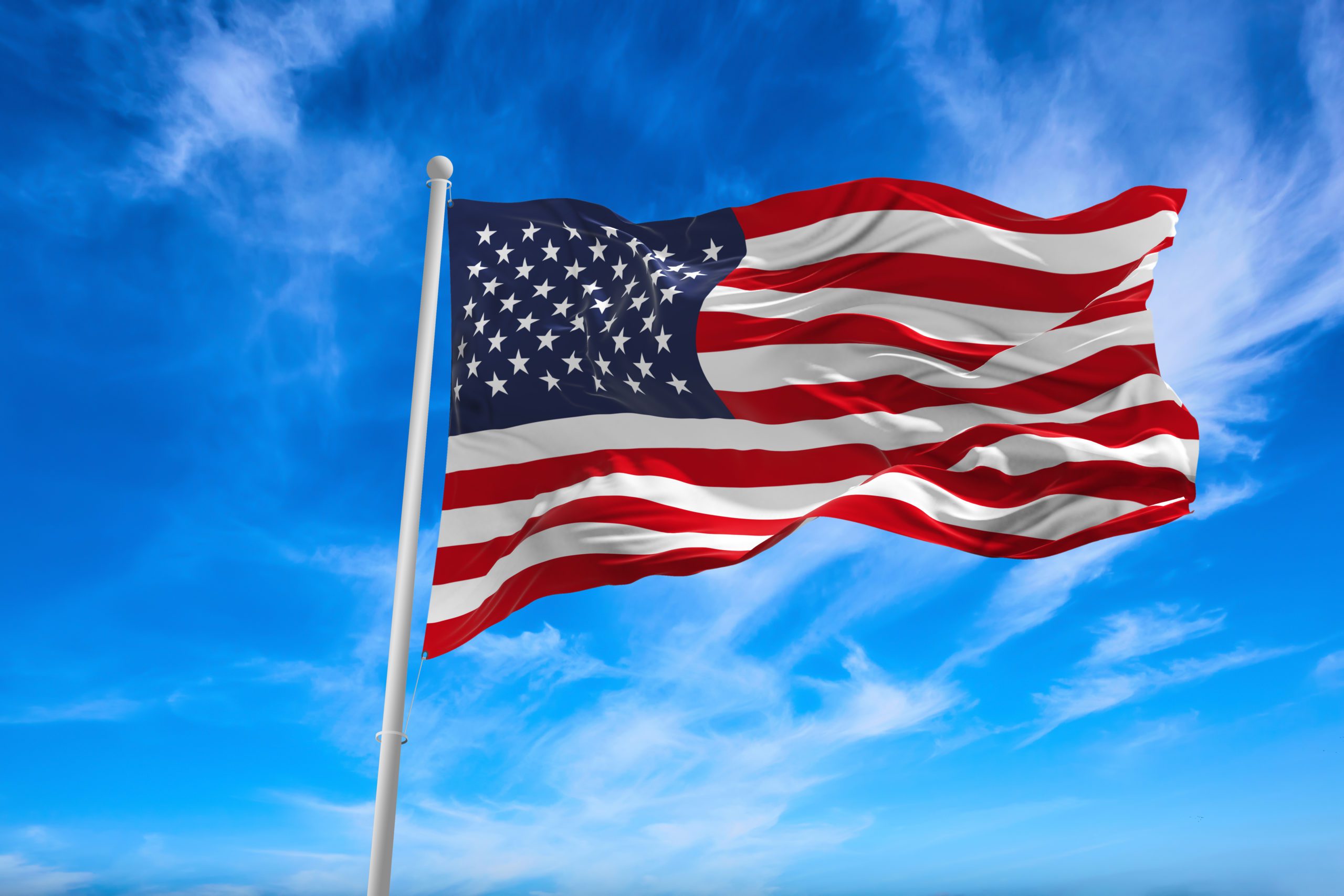Flag of United States of America being waved in the breeze