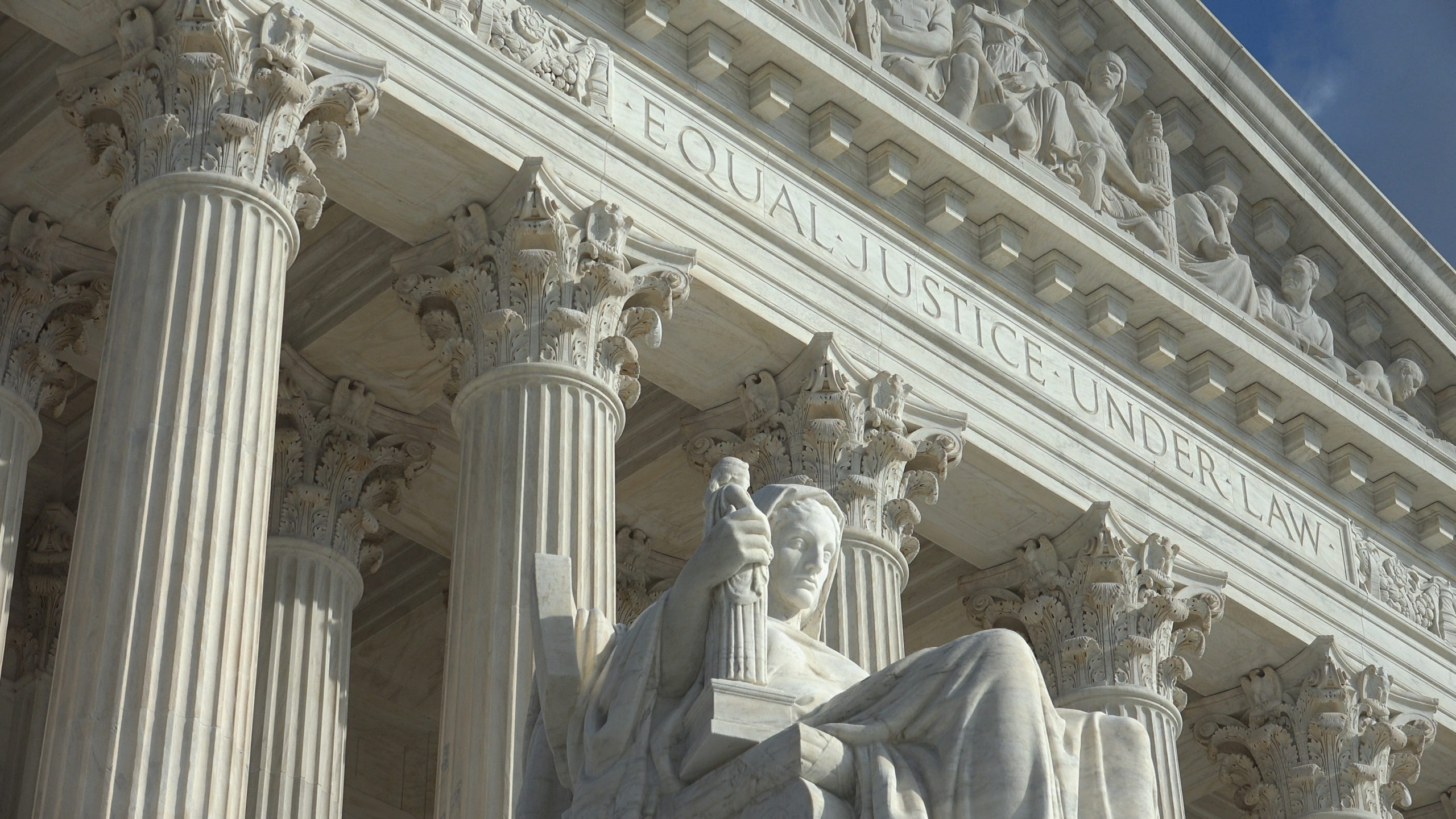 Equal Justice Under Law engraving above entrance to US Supreme Court Building