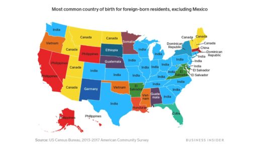 Map Shows States’ Largest Immigrant Groups by Country of Origin