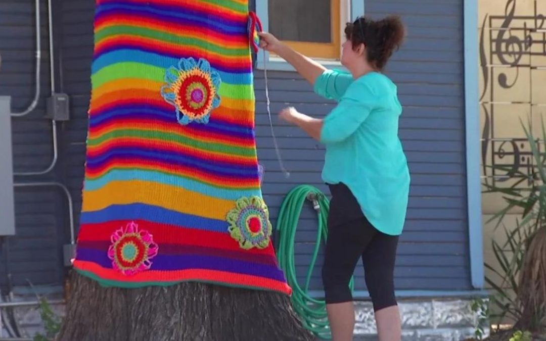 Dallas Yarn Bombers Drop Color into the Community