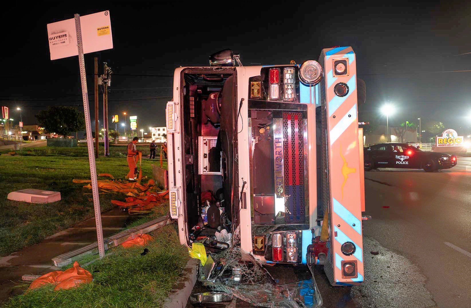 Fort Worth Fire Truck in Rollover Accident
