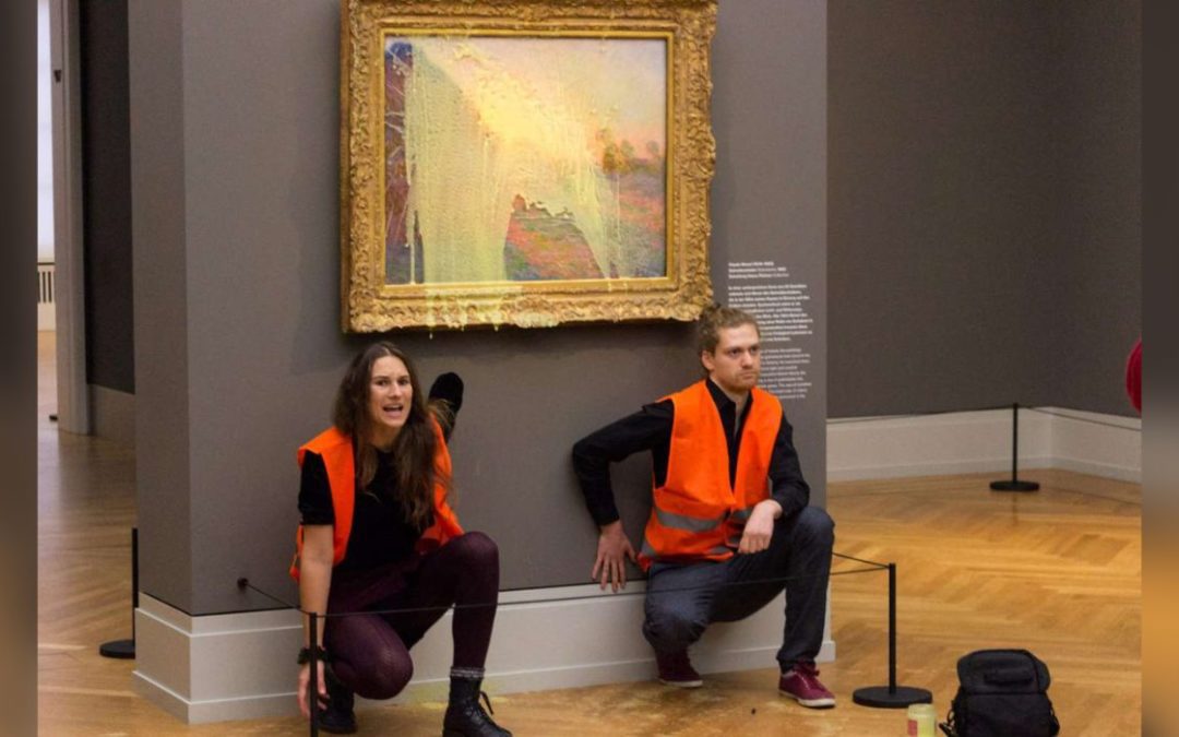 Monet Painting Covered in Mashed Potatoes by Activists