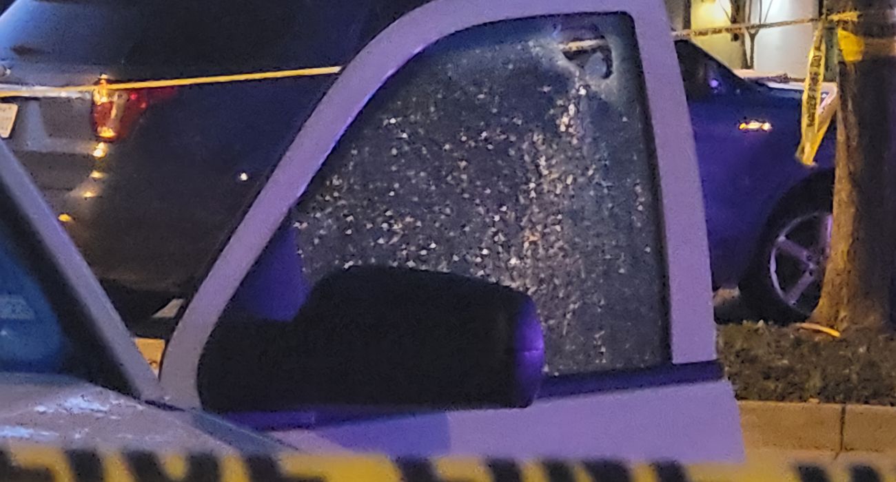 Bullet hole in van