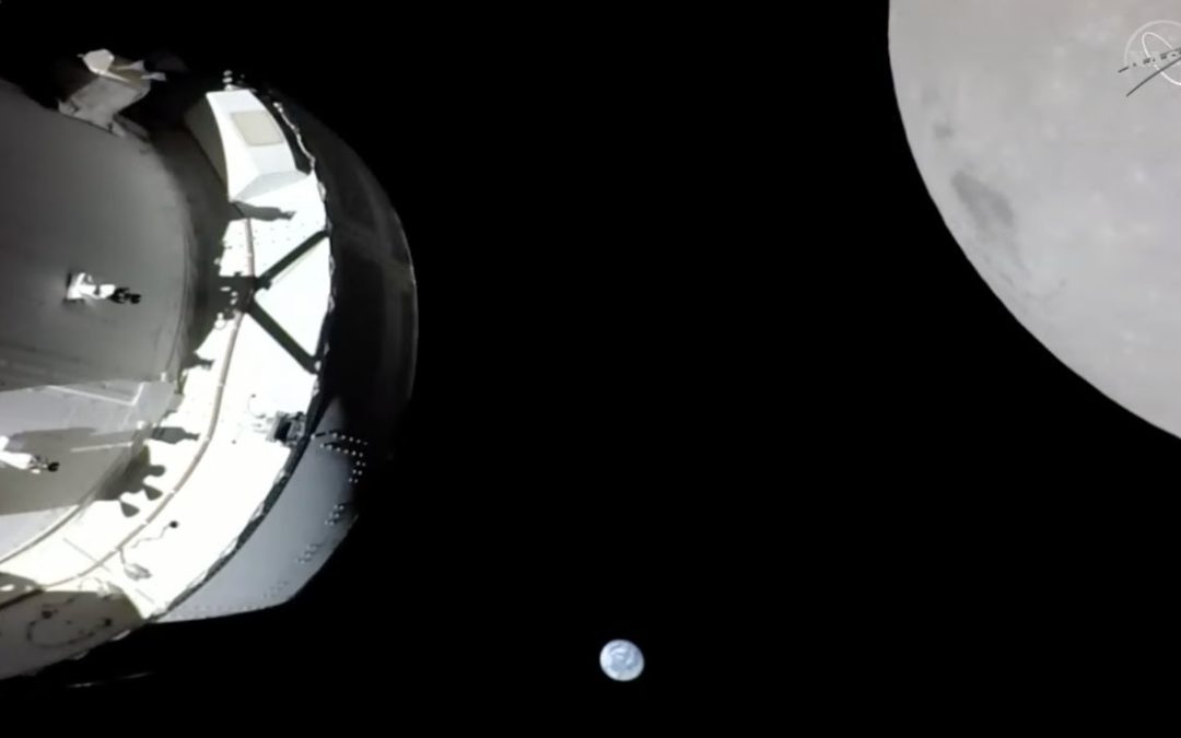 Orion Capsule Flies Over the Moon