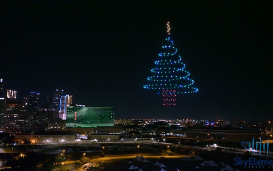 Espectáculo de luces navideñas con drones en el norte de Texas