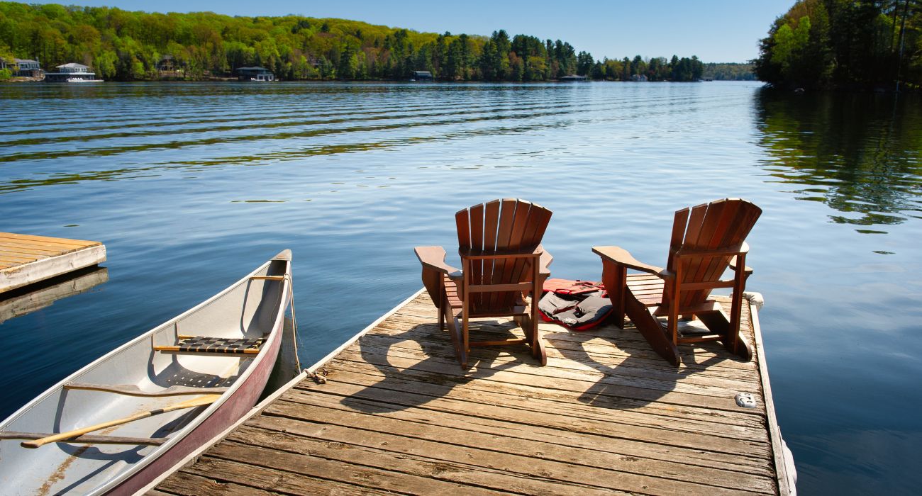 Wooden chairs on a dock