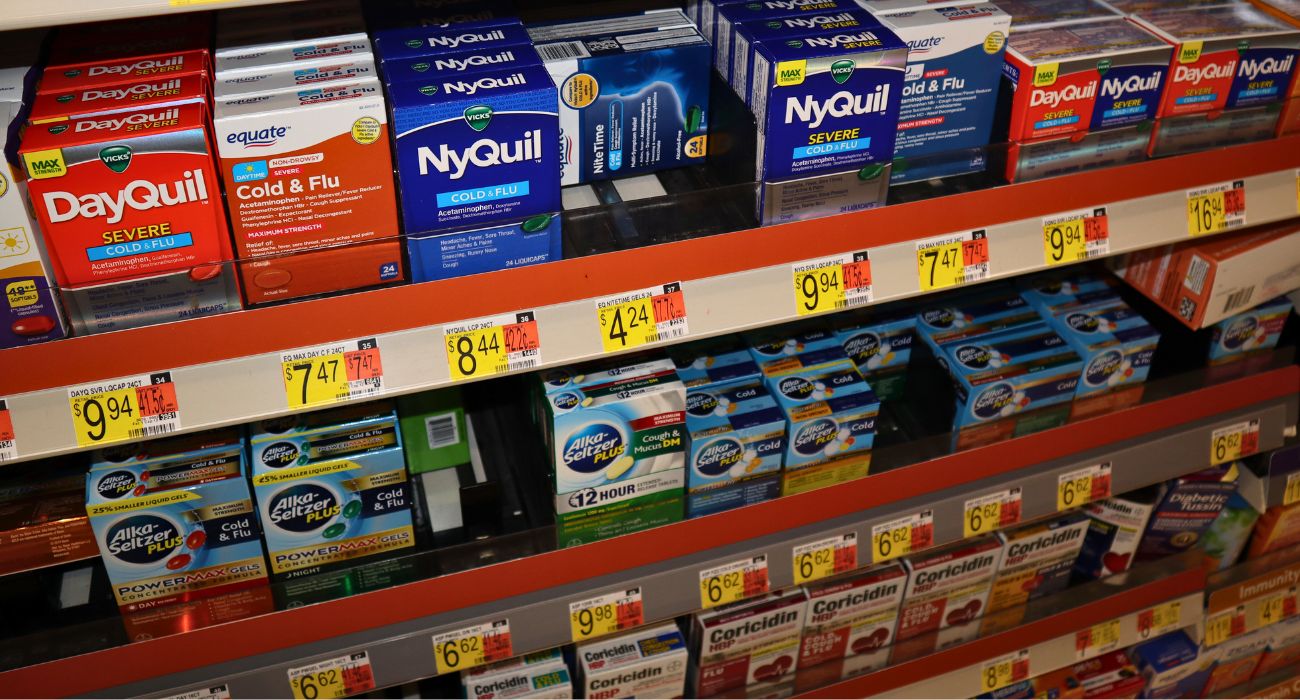 Medications on store shelf