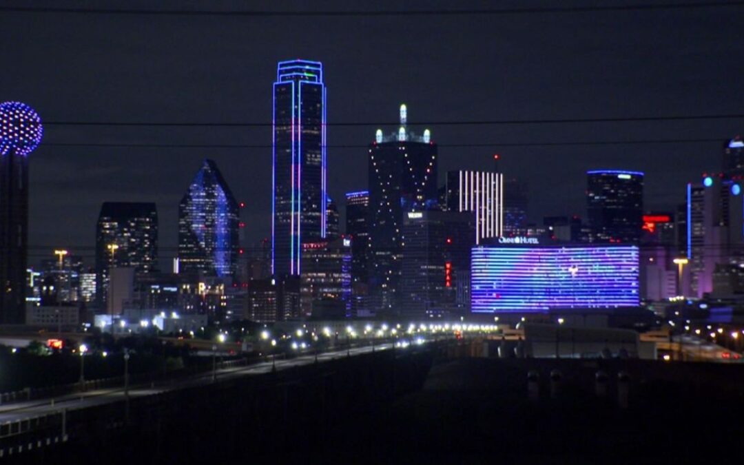 Dallas Skyline Turns Blue in Support of Israel