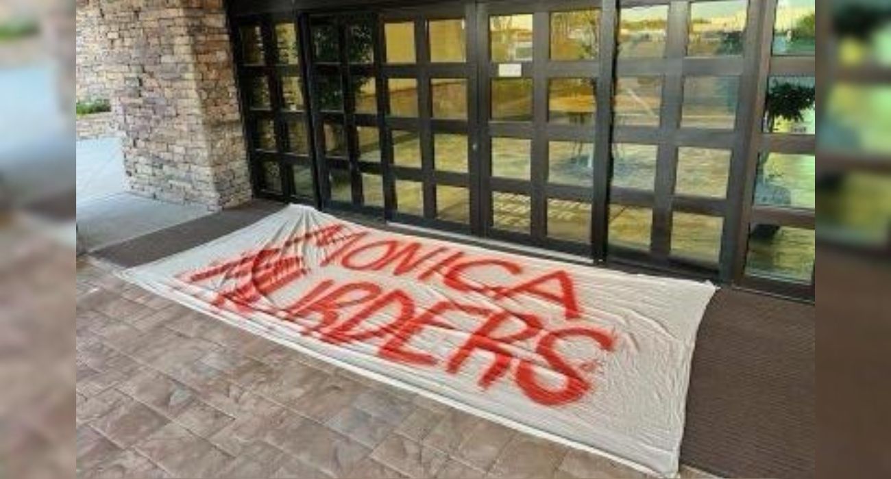 Vandals spray painted a sheet