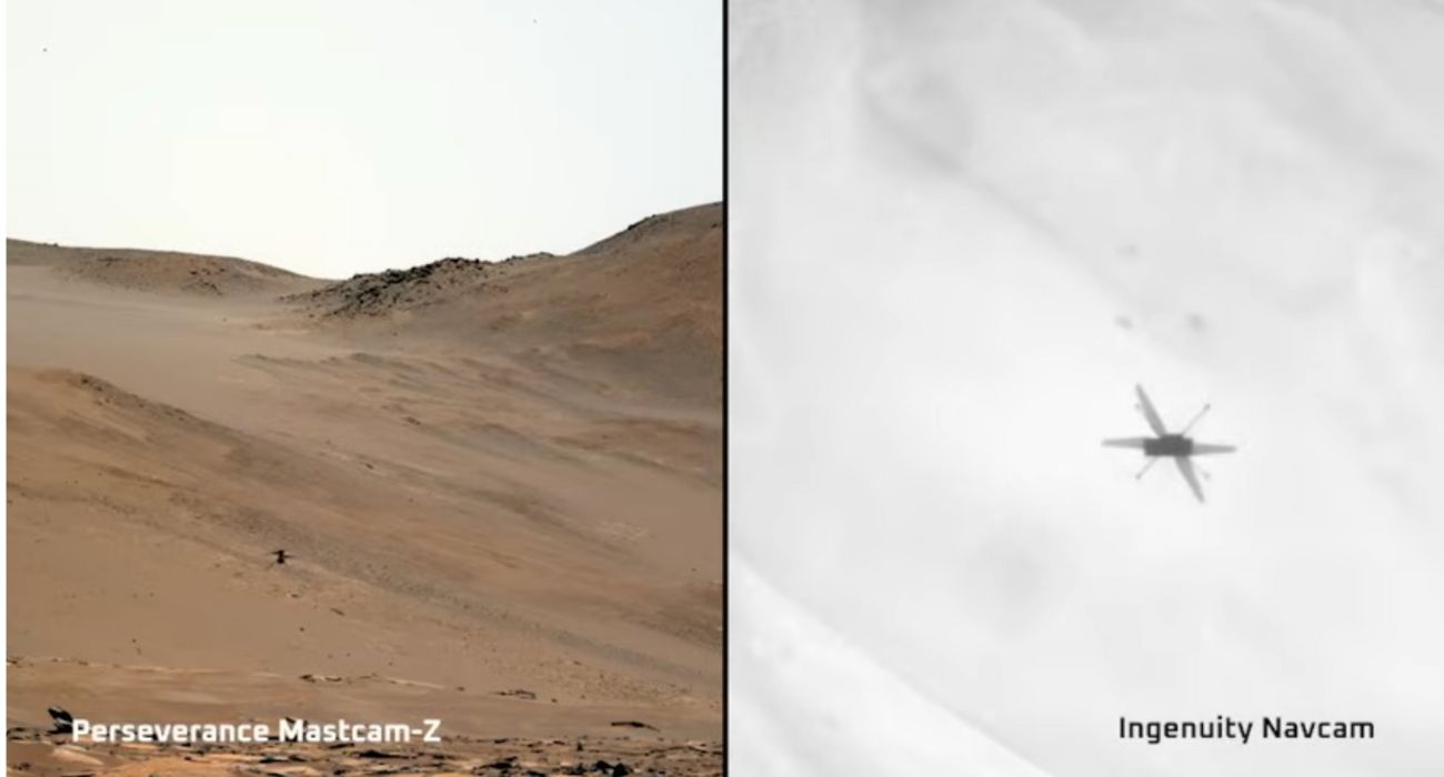 Captura de pantalla del vuelo número 59 del helicóptero Ingenuity Mars de la NASA