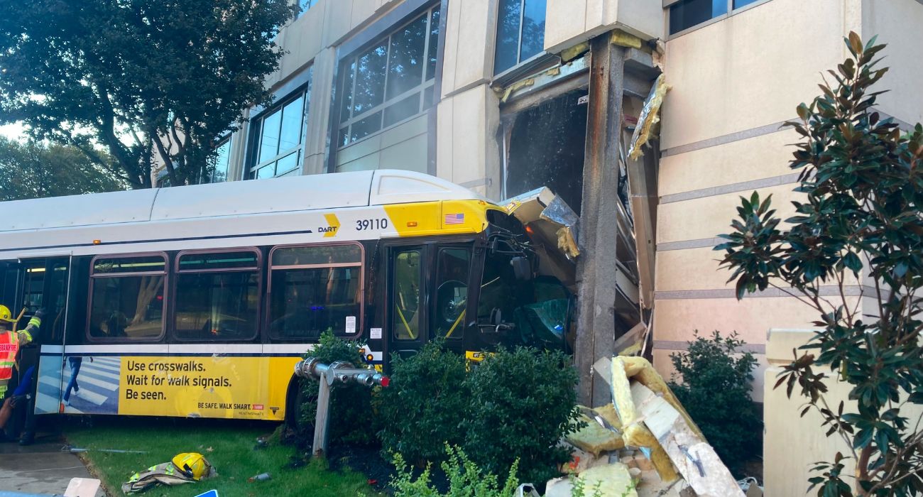 DART bus crashed into Copart Tower.