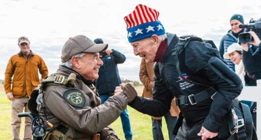 VIDEO: Abbott Skydives With 106-Year-Old WWII Vet