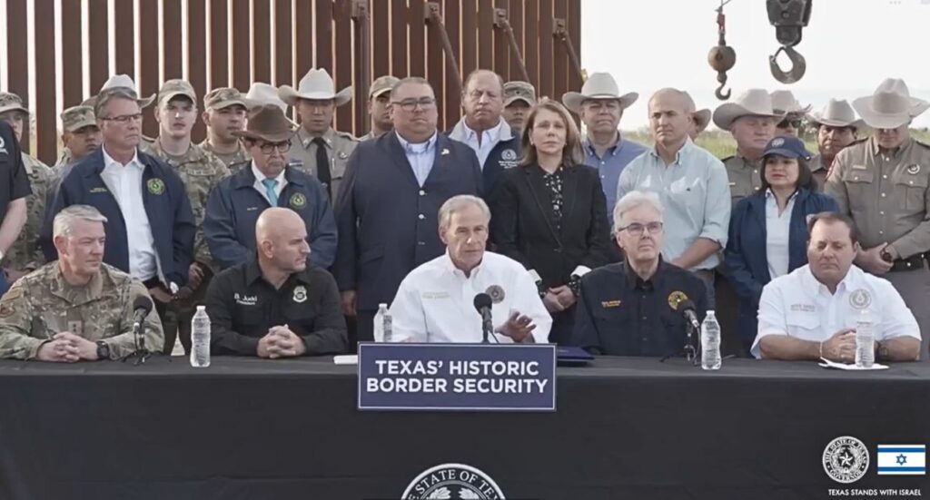 Screengrab of Governor Greg Abbott speaking at the Texas Border.