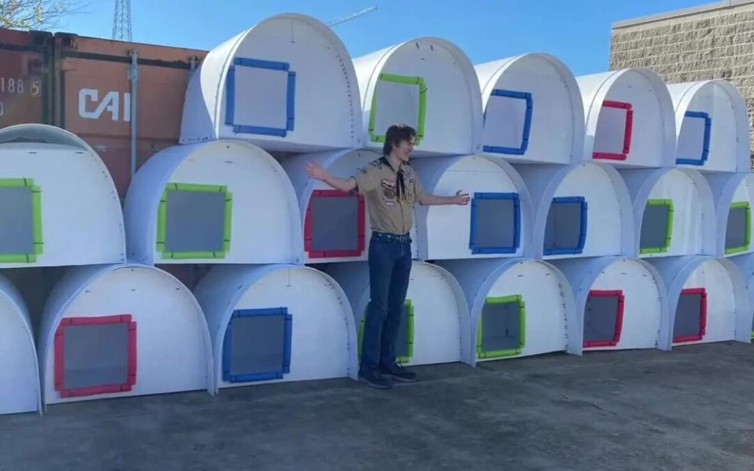 Boy Scout construye 20 casas para perros para un refugio local