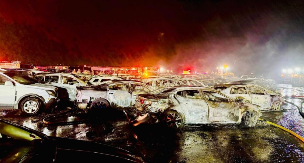 Dozens of Vehicles Burned in Christmas Eve Fire