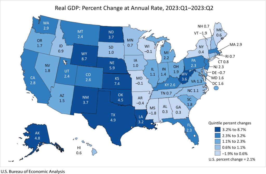 Real GDP (Percent Change at Annual Rate) Q1 2023 over Q2 2023 - US Bureau of Economic Analysis