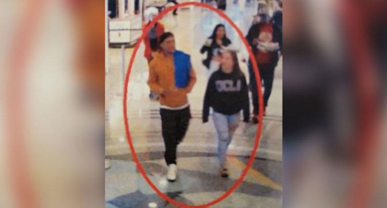 Surveillance footage of teen walking with a man at a Dallas Mavericks game