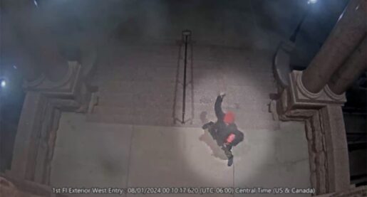 VIDEO: Man Caught Throwing Rock at Historic Courthouse