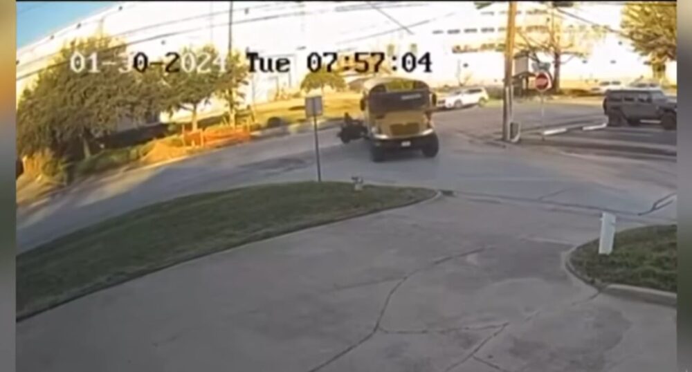 VIDEO: Motorcyclist Killed in School Bus Collision