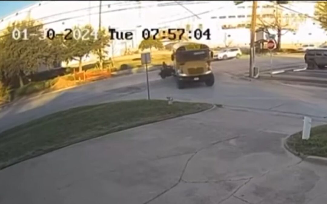 VIDEO: Motorcyclist Killed in School Bus Collision