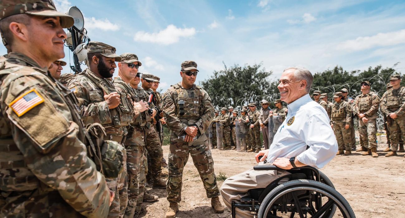 Texas Gov. Greg Abbott with Texas National Guard at the Southern Border