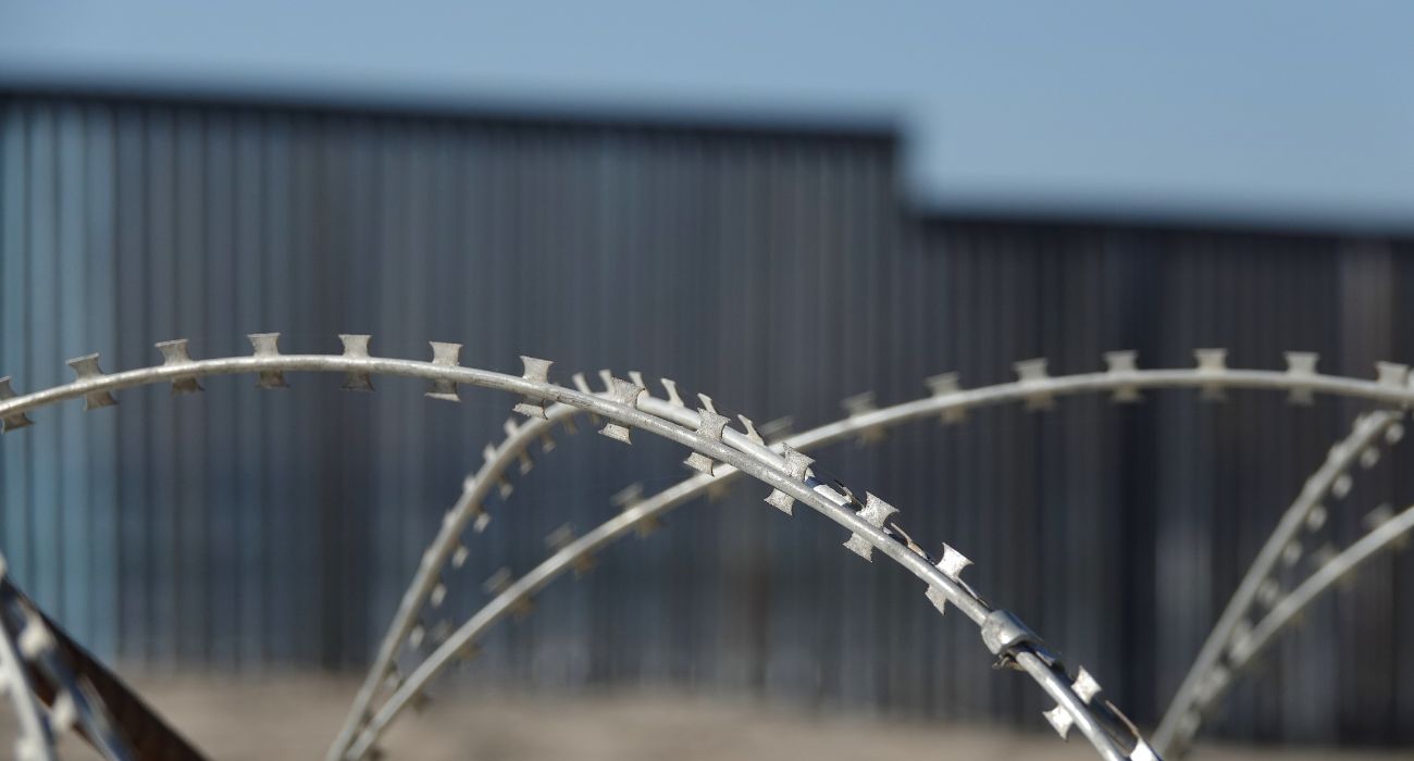 Razor wire near the U.S. border