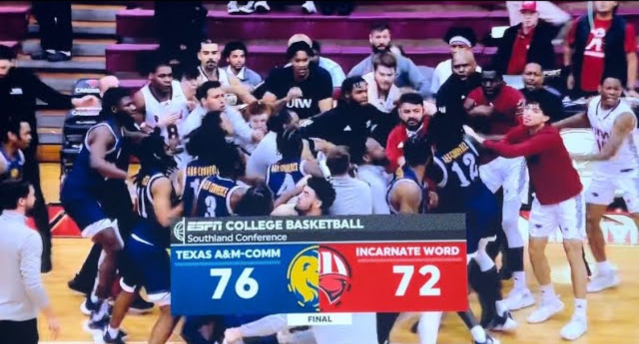 Texas A&M-Commerce and the University of Incarnate Word turned ugly as a brawl broke out on the court