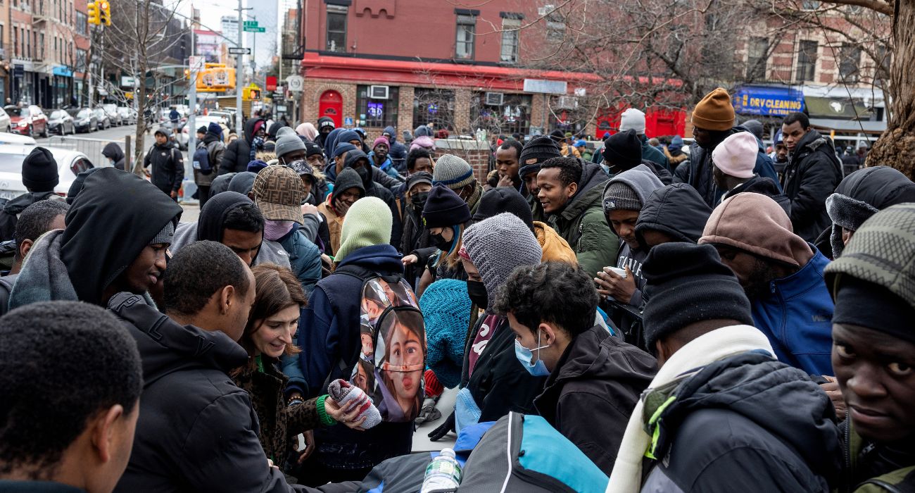 Unlawful migrants congregate in Tompkins Square Park