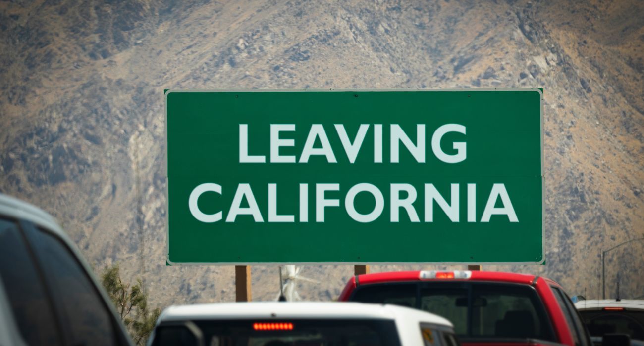 Leaving California sign
