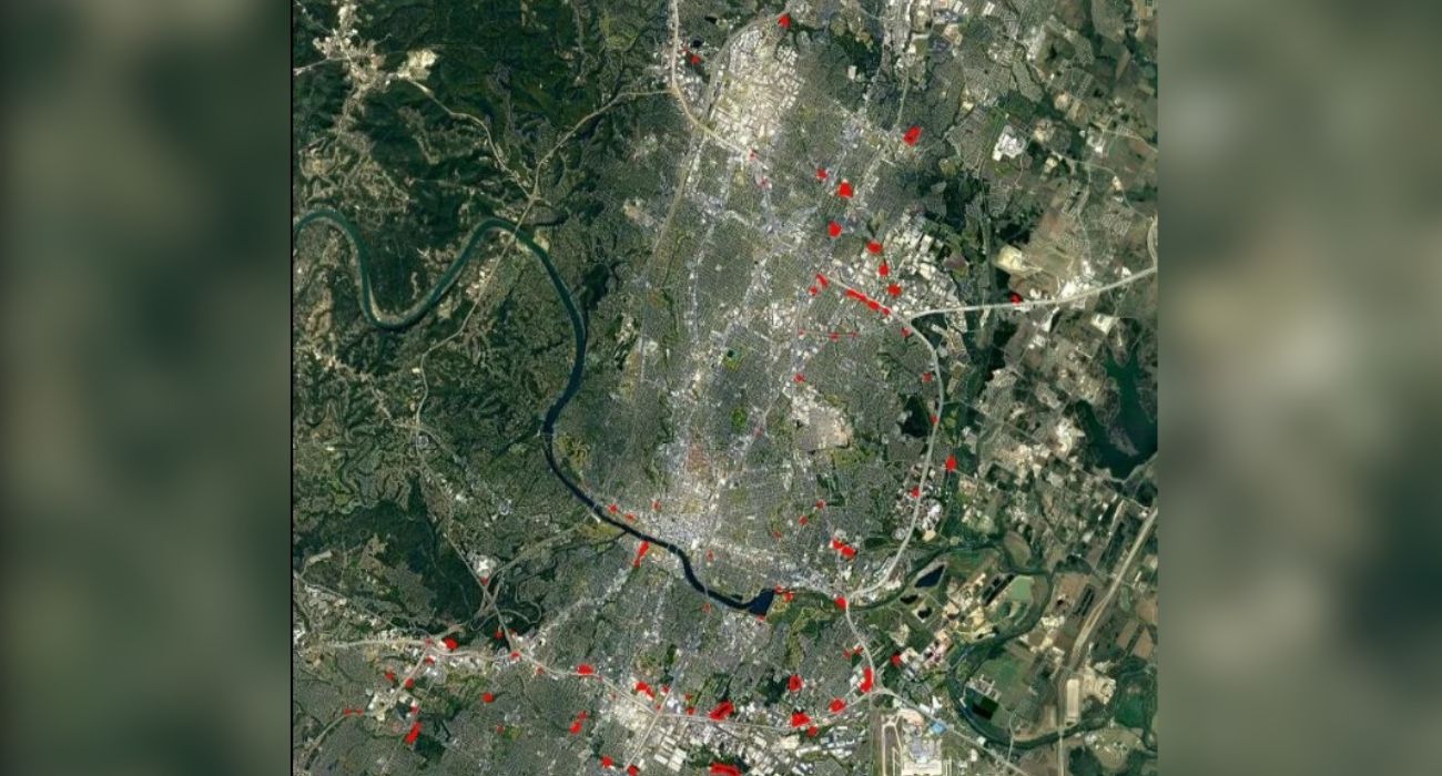 Map showing homeless camps