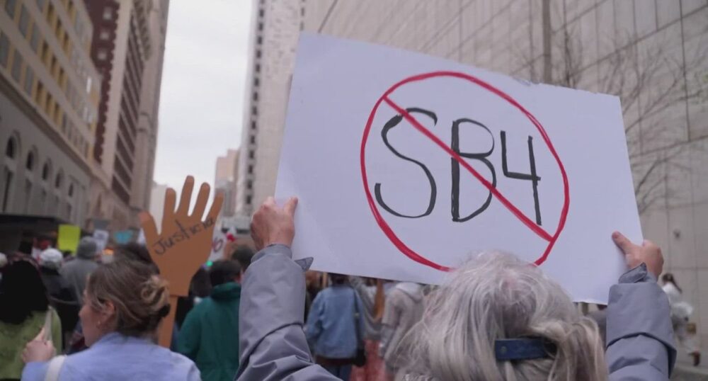 Coalition of Leftist Agitators Protests SB 4 in Dallas