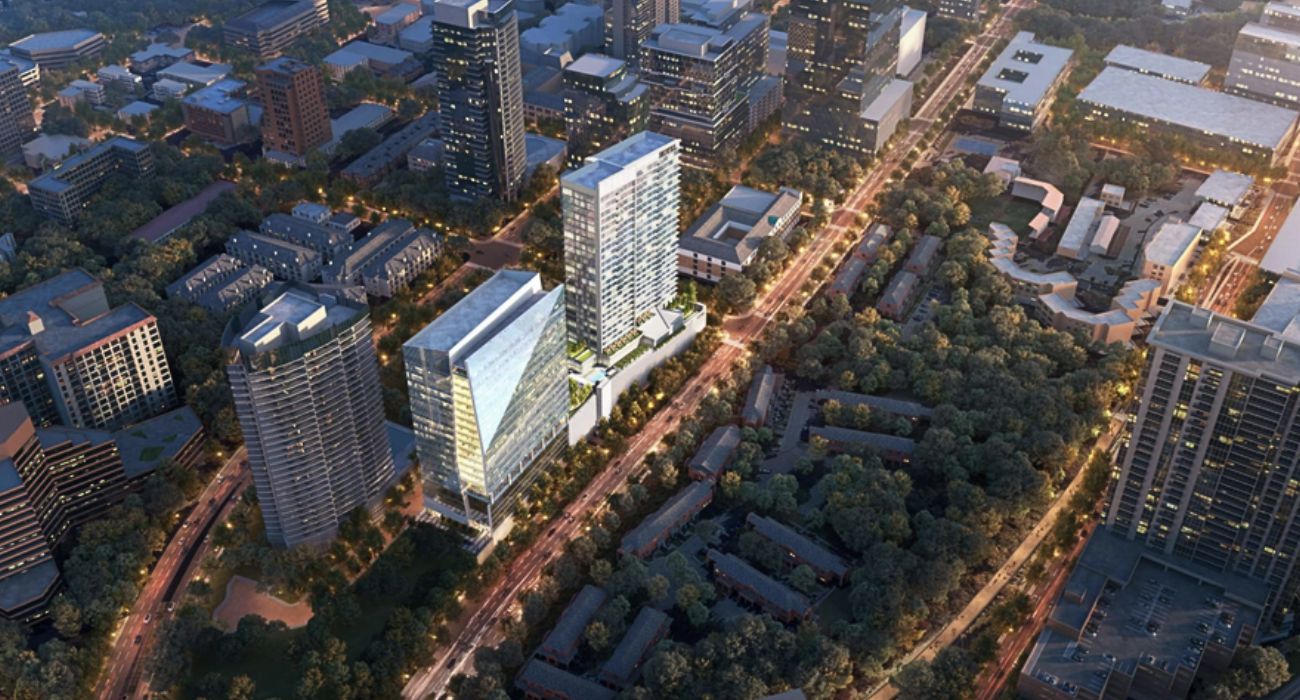 rendering of proposed office tower and hotel and condo tower