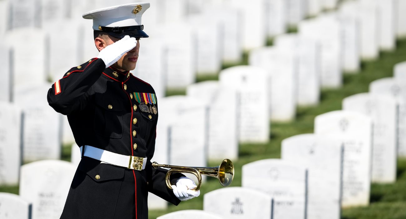 Marine honoring fallen veterans